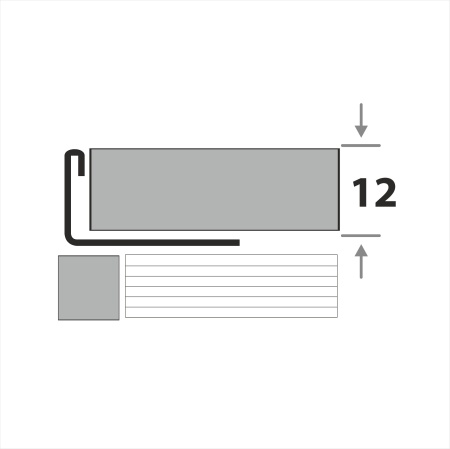 ПК 01-12НС(304).2700.001 L-профиль для плитки до 12,5 мм, сталь шлифованная AiSi 304, длина 2700 мм